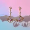 Stud Earrings Ins Hollow Moon Earring For Women Cute Gold-plated Pink Water Drop Zircon Heart Fashion Aesthetic Jewelry Gift274E