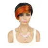 Short color oblique bangs wig headgear wig short straight hair color bleached bangs headgear