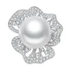 Bague en argent Sterling 100% avec perles et diamants, breloque fleur, bijoux de fiançailles pour femmes, fête de mariage, 925 véritable