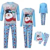 Conjunto de pijamas de Natal para a família, roupas combinando para a família, mãe e criança, estampa de boneco de neve, pijamas quentes, tops, calças, adulto, 2 peças, roupa de Natal 231130