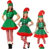 Occasioni speciali Ocns Costume da elfo di Natale Festa di ruolo in famiglia Vestito verde Abbigliamento da spettacolo di Babbo Natale Vestito operato Kid Dhk1M