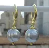 Dangle Earrings Huge Charming Pair OF 11-10mm South Sea Gray Pearl Earring14k/20