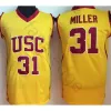 NCAA USC Trojans # 24 Баскетбольные майки колледжа Брайана Скалабрина 31 Шерил Миллер 33 Лиза Лесли Красно-желтая университетская сшитая рубашка из джерси