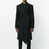 Men's Wool Blends Coat Long Irregular Double Breasted Personalized Slim Fit Black Simple Leisure Fashion Large Size Spring 231130