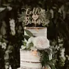 Ferramentas de bolo Mr e Mrs Cake Topper para decoração de casamento Toppers de bolo personalizados Nome Data Fontes de festa Forma de coração Boho Madeira rústica Arcylic 231130