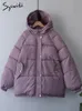 Parkas femme Syiwidii manteau d'hiver femmes veste Parkas épais automne noir surdimensionné violet bouffant bulle à capuche Harajuku vêtements en vrac 231130