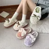 Tofflor Bow Tie Women Winter Home Shoes Elegant Warm Furry Slides Woman Comfort Causal House Bedroom Zapatos de Mujer