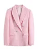 Tvådelt klänning Kondala vintage chic rosa blazer kostym kvinnor mode 2023 Autumn Winter Overdimensionerad lång blazer hög midja shorts kjol elegant uppsättning 231201