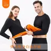 Sous-vêtements thermiques pour hommes Ensemble de sous-vêtements thermiques d'hiver pour hommes Épaississement et polaire Col rond Caleçons longs et hauts Costume de couple de protection contre le froid pour femmes 231130