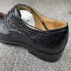 Klänningskor Exotiska äkta krokodil Belly Skin Businessmen Authentic Real Alligator Leather Male Lace-Up Point Toe Oxford