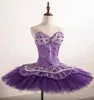 Stage Wear Pirate Variations Tutu Haut de gamme Privé Adulte Enfants Robe de compétition Violet Pancake Performance pour femmes