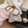 Damen Umhängetaschen 4 Farben Nische Joker bedruckte gewebte Tasche Straße Trend Buchstaben Leder Frauen Rucksack Persönlichkeit Silber Schnalle Mode Handtasche 41536#