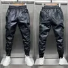 Men's Pants LOOSE Casual Harem Faux Leather Men Autumn Winter Thickened Fleece Windproof Outerwear Trousers Male Motorcycle Leather Pants Q231201