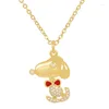 Anhänger Halsketten ZHINI Mode Gold Farbe Hund Für Frauen Einfache Charming Zirkon Kristall Aussage Halskette Partei Schmuck