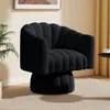 Dewhut mid-century 360 degree rotating embrace bucket sofa chair, wide cushioned round armchair, plush velvet fabric chair, living room, bedroom, office.