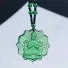 Collane con ciondolo Cristallo verde intagliato loto GuanYin Buddismo Amuleto fortunato Fascino Buddha tibetano Religione Perline Regalo gioielli