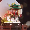 Fournitures de jouets de Noël Boîte à musique créative de fleurs Mini blocs de construction Jouets avec lanterne Lapin Blocs Jouets pour filles Anniversaire Cadeau de Noël Jouets pour enfants 231129