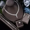 Halsband örhängen set som säljer brudens zirkonsmycken fyra stycken för kvinnors halsband armband bröllopstillbehör parti