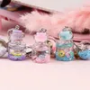 Keychains Lanyards Cartoon Fruit Flower Keychain Moving Liquid Quicksand Drift Bottle Keyring For Women Couple Bag Charm Key Chains R231201