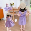 Girl Dresses Toddler Girls Purple Summer Princess Dress V Backless Bow Children's Clothing For Vestido Kid Clothes