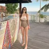 Kvinnors badkläder One Piece Women Cut Out Solid baddräkt Bow Bathing Suit Sexig Monokini Summer Beachwear 2023 för asiatiska