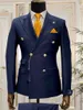 Herrenanzüge Blazer Marineblau Revers Männer Kostüm Homme Zweireiher Prom Hochzeit Smoking Bräutigam Terno Masculino Slim Fit Blazer 2 Stück 231201