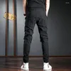 Men's Jeans Trendy Softener Elastic Waist Striped Denim Spring Autumn Casual Slim Fit Tapered Floral Embroidery British Pants