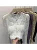 Blouses pour femmes 2023 automne femme vêtements vêtements coréens femme chemisier vieux argent Style femmes haut pour