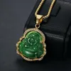 Pendentif Colliers Hip Hop Bling Glacé Couleur Or En Acier Inoxydable Rire Bouddha Maitreya Collier Pour Hommes Rappeur Bijoux