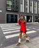 Pulls pour femmes Sexy Rouge Hors Épaule Câble Pull Femmes Automne Chic Col Droit À Manches Longues Pull Doux Élégant Streetwear Solide