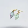 Dangle Earrings 2023 Style Long Gem Stone Women Natural Clear Rose Crystal Quartz Fluorite Obsidian Drop Girl