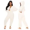 Women's Sleepwear 2024 Fashion Sexy Onesies Women Winter Warm Plush Romper Hood Sets Pajamas Solid Long-Sleeve Zipper Sleepwear Hooded Homewear 231130