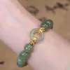 Kedja mode naturlig hetisk jade armband eleganta retro handprydnader armband kvinnor avslappnade smycken gåva bohemian vintage pärlor 231130