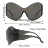 Okulary przeciwsłoneczne ramy bez obrotu Uv400 Ochrona Y2K Rimary futurystyczny opakowanie wokół czarnych okularów przeciwsłonecznych 231130