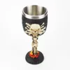 Mugs Gothic Wine Goblet Contain Dragon Claw Viking Skeleton Retro Stainless Steel Resin Glass Halloween Gifts Bar Drinkware 231130