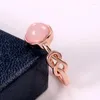 Cluster Ringen Huitan Romantisch Rose Goud Kleur Ring Vrouwen Solitaire Roze Steen Prinses Party Vinger Accessoires Mode-sieraden Leuk Cadeau