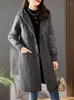 Damen-Strickjacke, Wintermode, Damen-Strickjacke, Mantel mit Kapuze, Daunen-Baumwolle, High-End-Strickwaren, Parka, mittellange Strickjacke