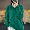 Women's Sweaters 23 Autumn And Winter 100 Pure Cashmere Sweater Women V Collar Jacquard Hollow-out Loose Pullover Wool Knitted Bottoming