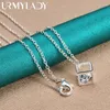 Hängen Urmylady 925 Sterling Silver Square Zircon 16/18/20/22/24/26/28/30 Inch Pendant Necklace For Women Wedding Party Fashion Jewelry