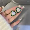 Studörhängen färska utsökt grön triangel minoritet designkänsla konstgjord pärla för kvinnor fest smyckespresent