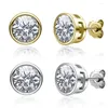 Stud Earrings Real 0.5/1 Carat D Color Moissanite Diamond For Women 925 Sterling Silver Bezel Setting Earring Jewelry