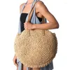 Borse da sera Borsa tote in paglia naturale rotonda Tracolla intrecciata a mano Cerchio grande in rattan Vacanza estiva bohémien Casual