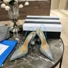 Diseñadores AQUAZZURA Rhinestones Sandalias con adornos de cristal PVC Tacón de aguja Tacones Tacones de mujer Luxuryleather Suela de seda Zapatos de noche Calzado de fábrica