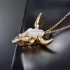 Collier de créateur Bijoux de luxe Vintage Bull Skull Pendentif pour hommes enveloppé Gem Buffalo Bovins American Western National Style 298m