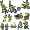 Figurine di oggetti decorativi 1-4 pezzi 3D resina creativa rana artigianale pensando allo sci ciclismo sport modello ranahome office decorazione da tavolo regalo presente 231201