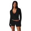 Mulheres Tracksuits Sports Wear Mulheres Malha Tecido Hoodie Biker Outono Duas Peças Conjunto Curto Verão