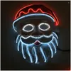 Party Masks Neon LED Lighting Father Christmas Mask Santa Claus Cosplay El Flashing Kriss Kringle For Drop Delivery Home Garden Fest DHK9L