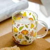 Wine Glasses Heat-Resistant With Handle Glass Mug Breakfast Milk Cup Cute Office Home Coffee Mugs Mushroom Pumpkin Pattern Drinkware