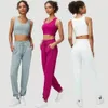 Yoga-outfit Twee stukken Workout Yogapak Dames Effen Kleur Ademend Hardlopen Sportkleding Sexy beha Joggers Broek Sportkleding Gymkleding 231130