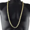 8mm Thick 76cm Long Solid Rope ed Chain 24K Gold Silver Plated Hiphop ed Chain Necklace For mens288Q